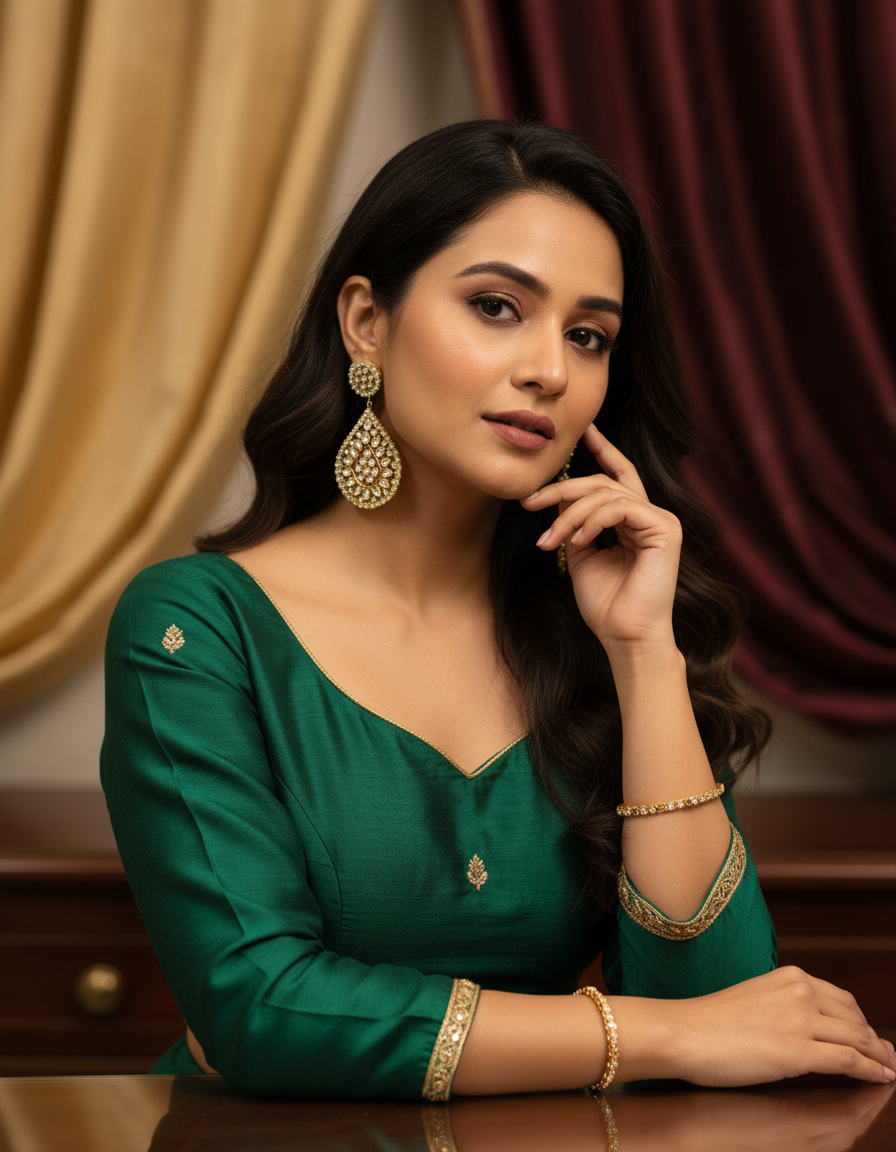 Heritage Glamour: Oversized Kundan Drop Earrings