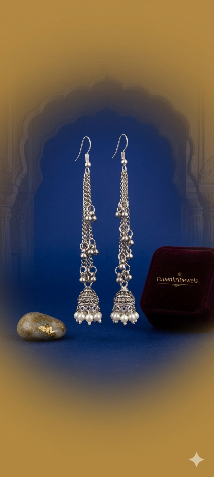 Royal Heritage Layered Chain Jhumka Earrings