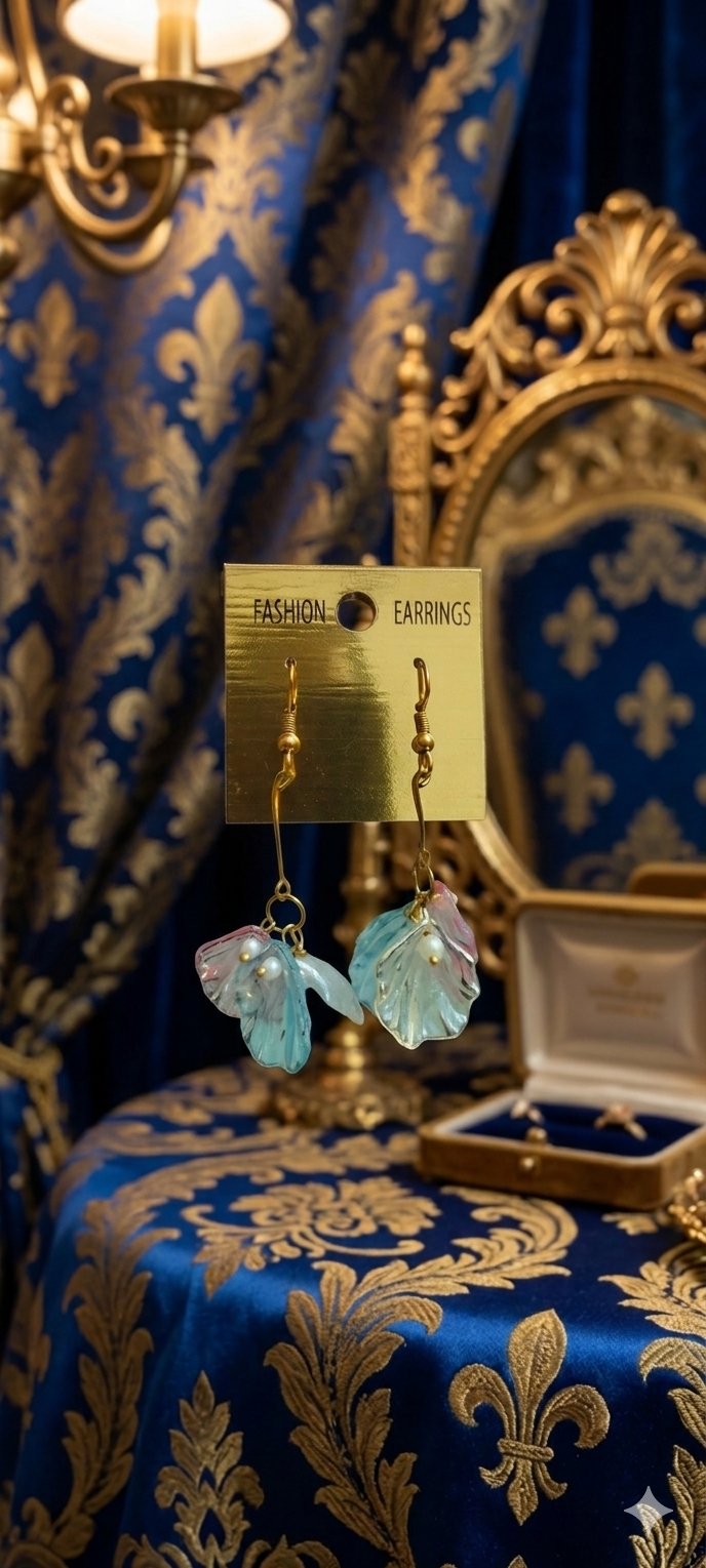 The Siren’s Bloom: Iridescent Acrylic Petal Drop Earrings