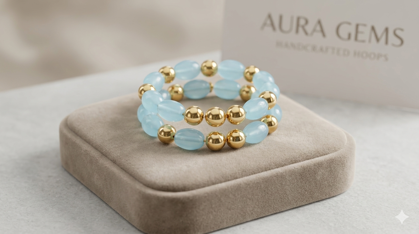 Aura Gems Handcrafted Beaded Hoop Earrings