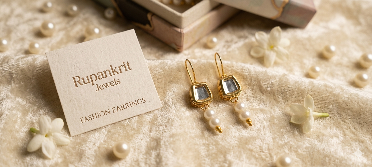 Rupankrit Jewels: Ethnic Kundan & Pearl Drop Earrings