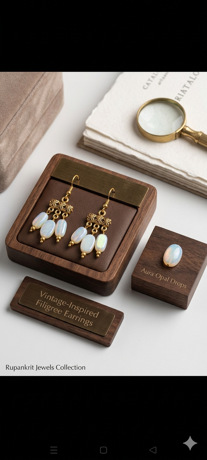 Aura Opal Drops: Vintage-Inspired Filigree Earrings