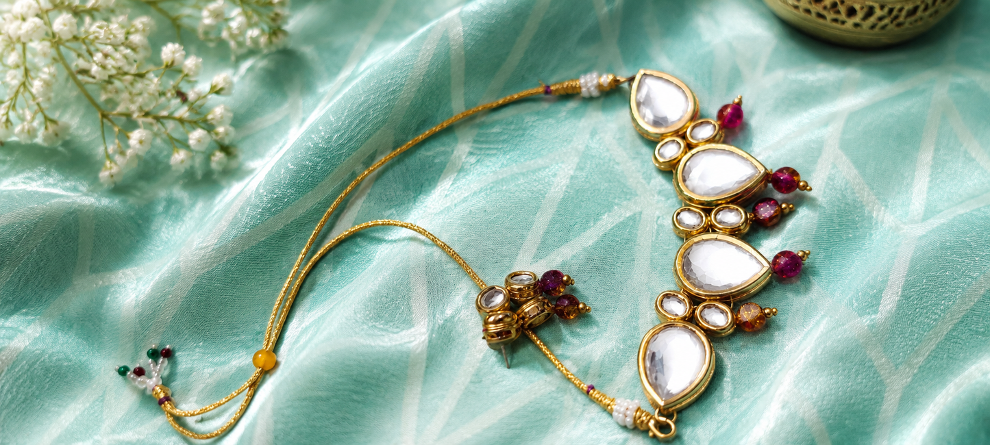 Drop shape Kundan Necklace set