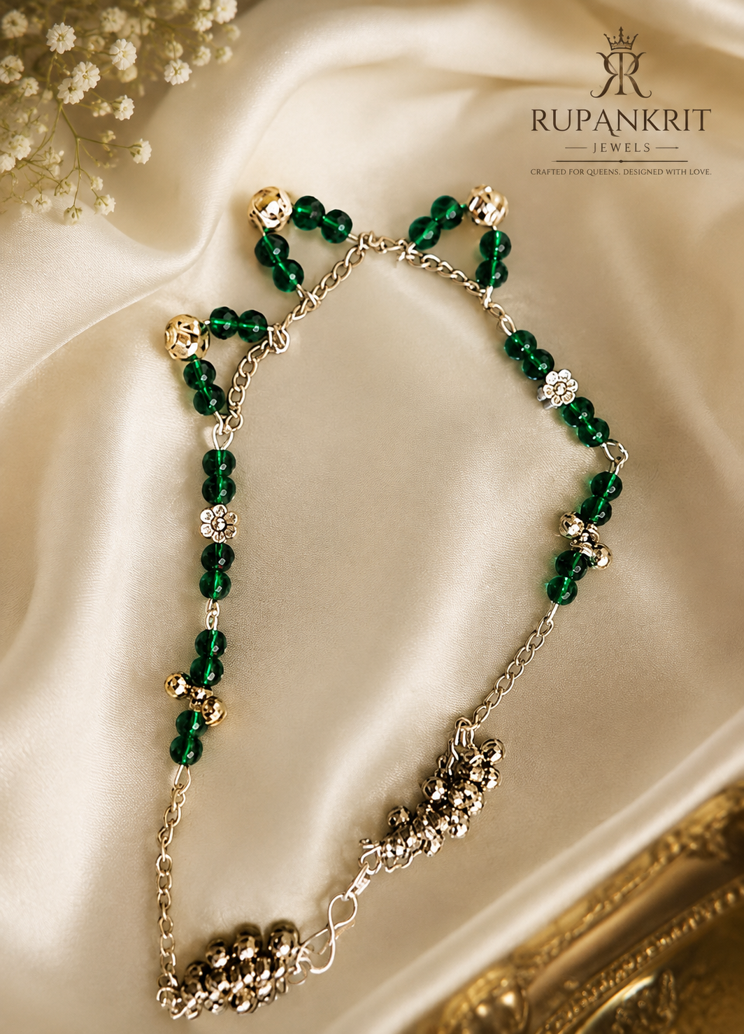 Green Beaded Designer Anklet