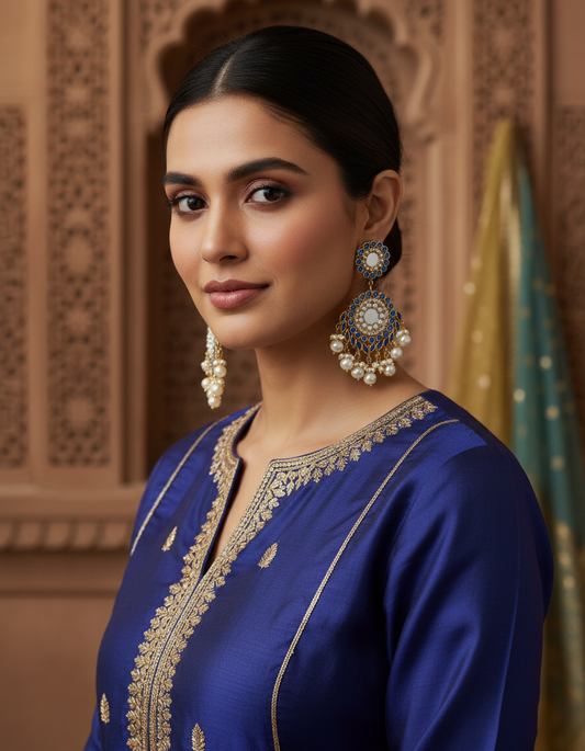 The Royal Jodhpur Meenakari & Kundan Drop Earrings