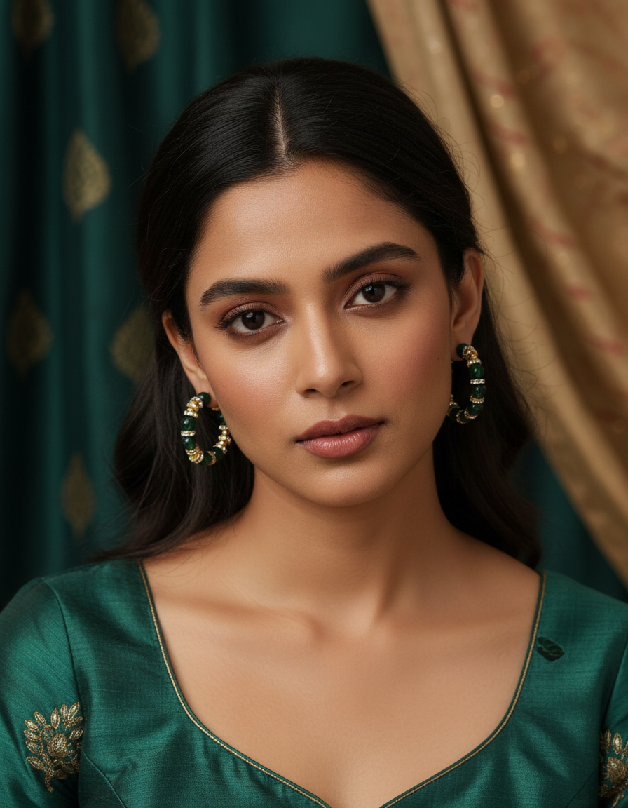 Emerald Elegance Hoop Earrings – Classic Luxury