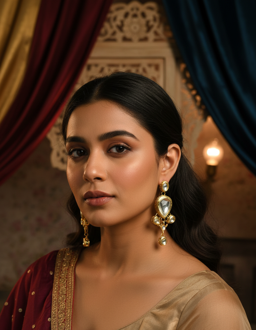 Royal Kundan Drop Earrings – Timeless Grace