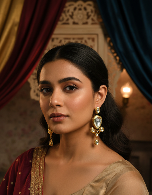 Royal Kundan Drop Earrings – Timeless Grace