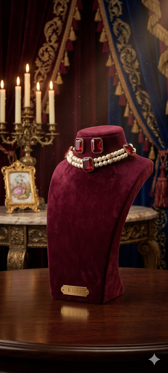 Royal Ruby Pearl Choker Necklace