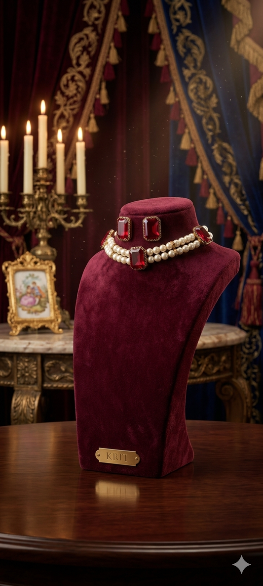 Royal Ruby Pearl Choker Necklace