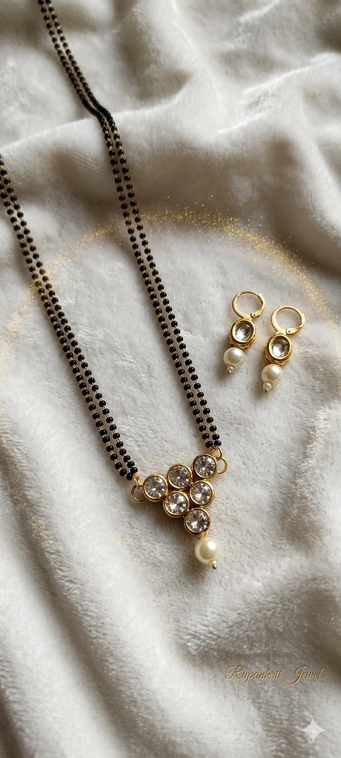 Elegant Mangalsutra Set with Kundan & Pearl Detailing