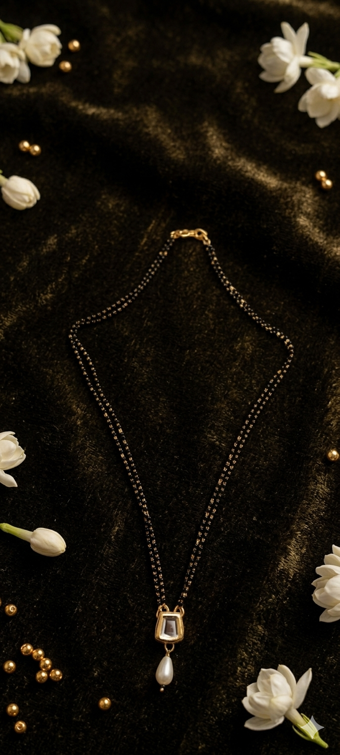 Contemporary Minimalist Mangalsutra with Kundan Drop