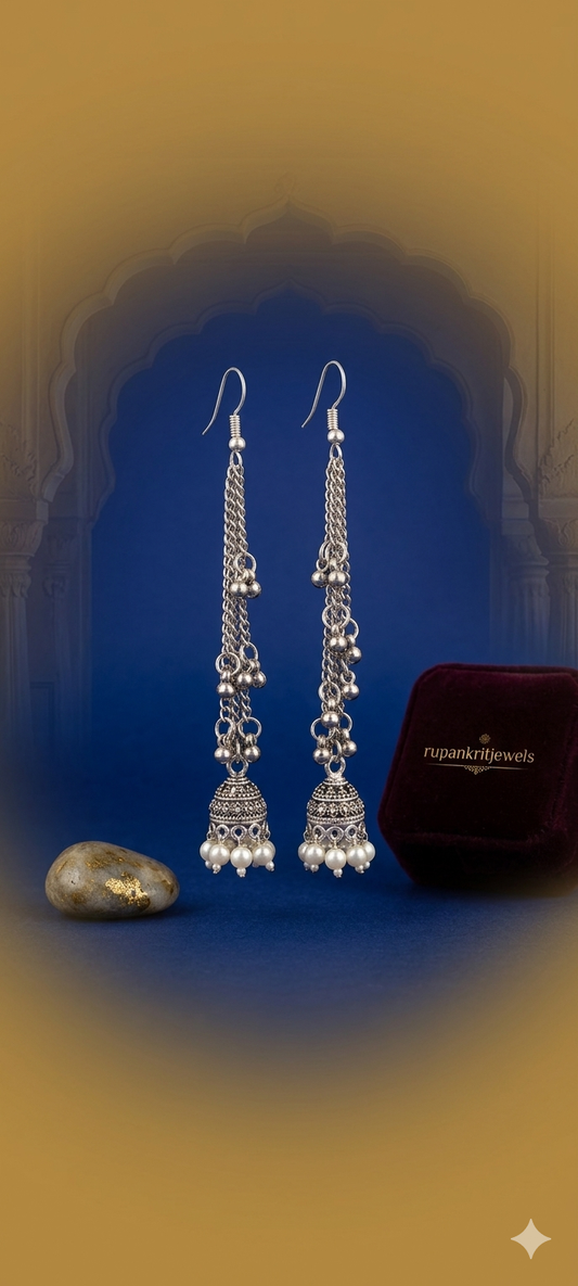 Royal Heritage Layered Chain Jhumka Earrings