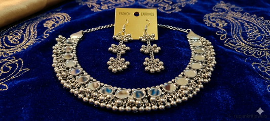 The Royal Shisha Mirror-Work Choker & Dangle Earring Set