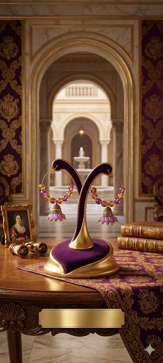The Palace Hoop: Regal Amethyst & Amber Jhumka Hoops