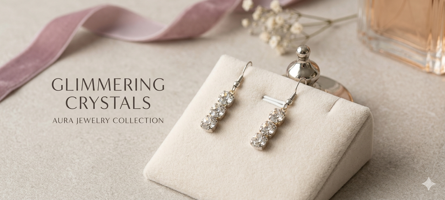Aura Jewelry Collection: Glimmering Crystal Drop Earrings