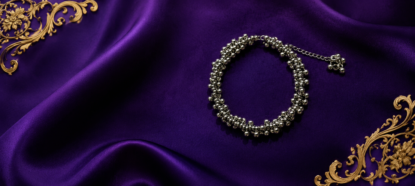 Silver Beaded Adjustable Bracelet