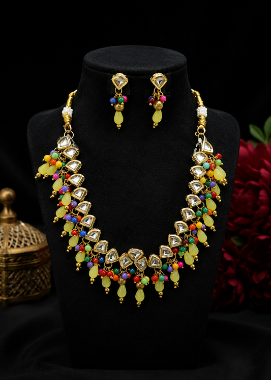 The Navrang Festive Kundan & Multi-Color Bead Necklace Set
