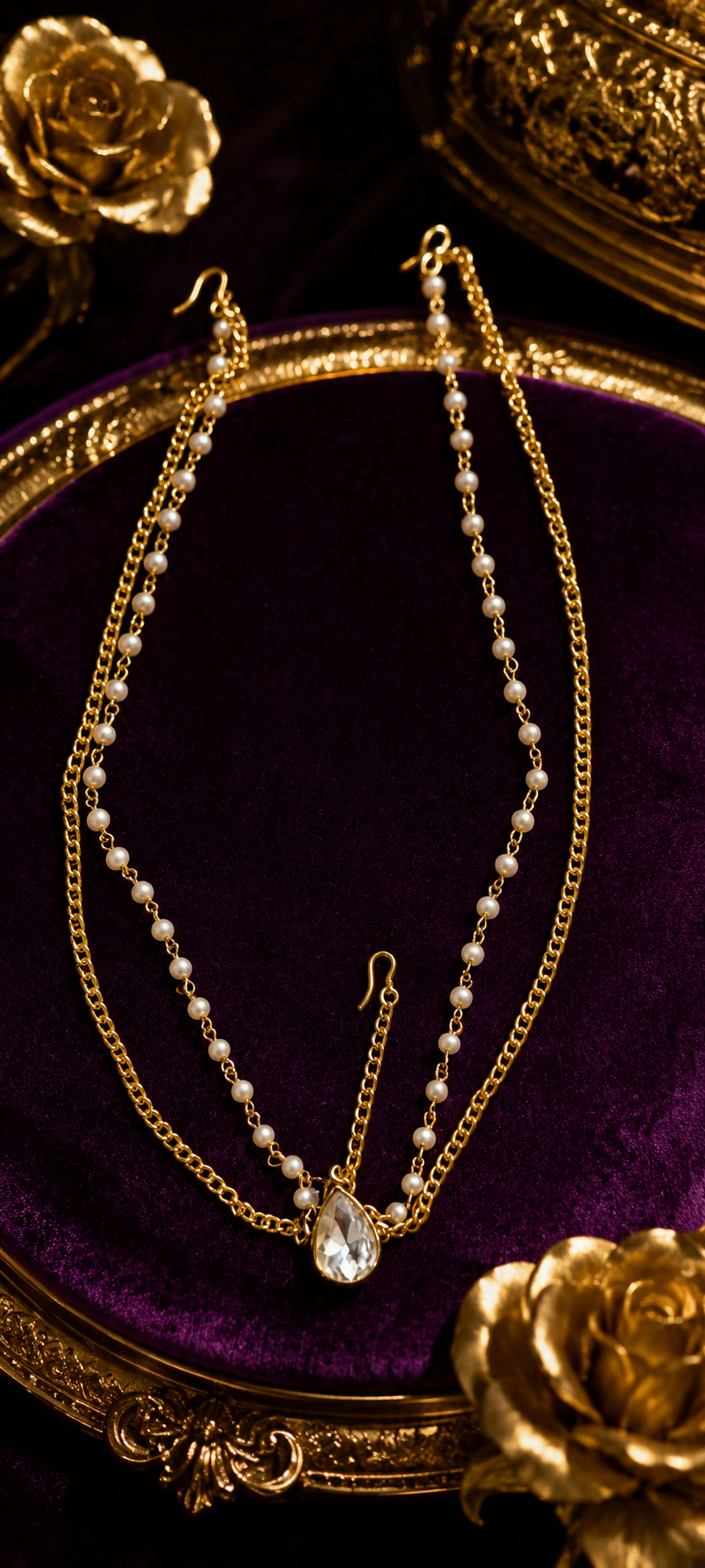 Royal Pearl Layered Teardrop Maangtikka