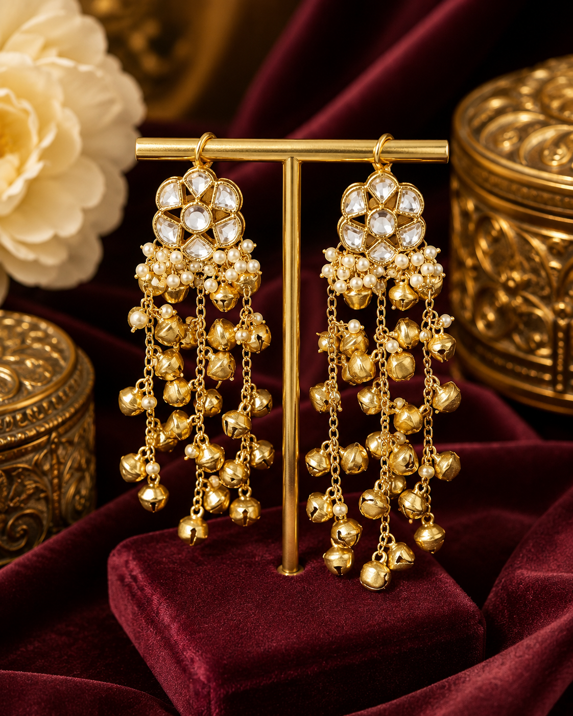 Royal Kundan Ghungroo Tassel Earrings