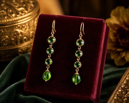 Emerald Green Crystal Drop Earrings