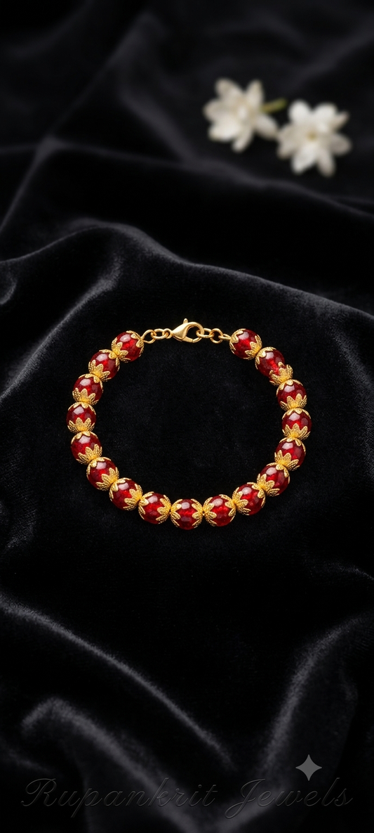 Crimson Elegance Beaded Bracelet