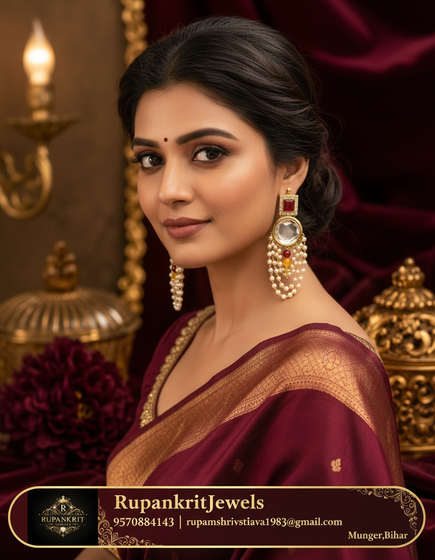 Royal Mirror Pearl Cascade Statement Earrings