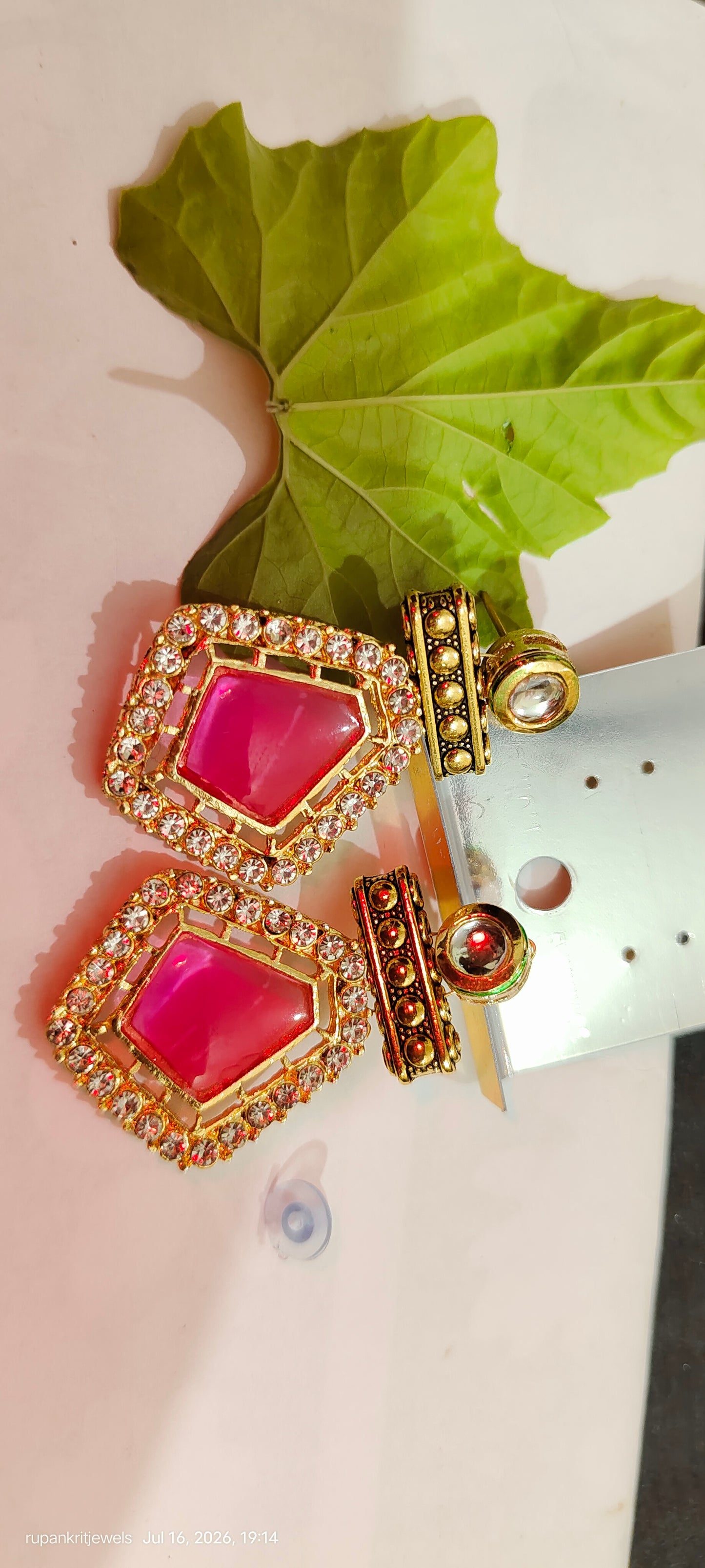 Pink Crystal Statement Earrings