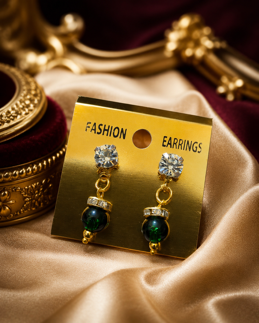 Emerald Crystal Drop Earrings – Elegant Everyday Glamour