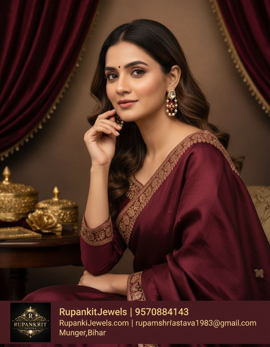 Royal Ruby Pearl Kundan Drop Earrings