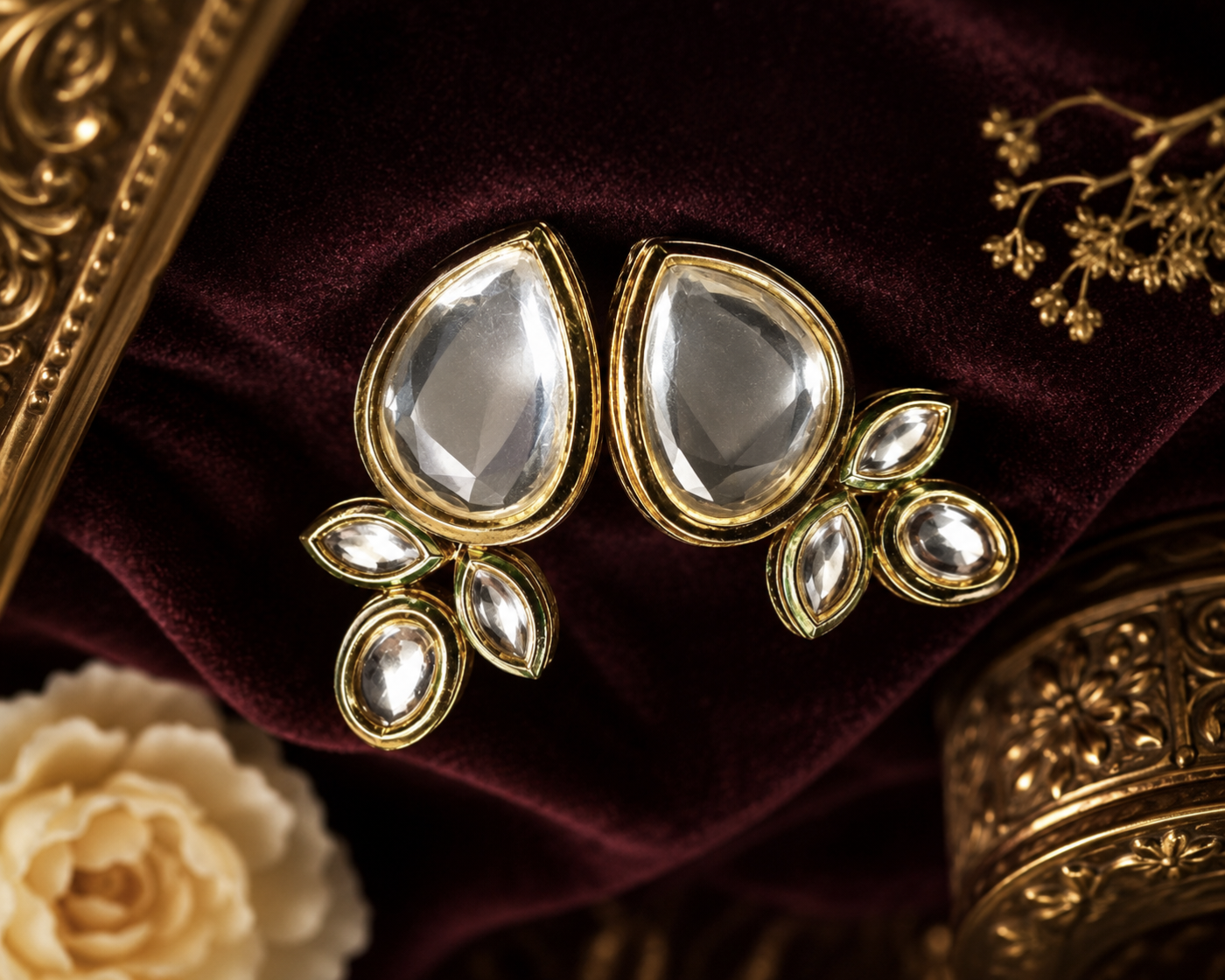 Elegant Kundan Drop Earrings