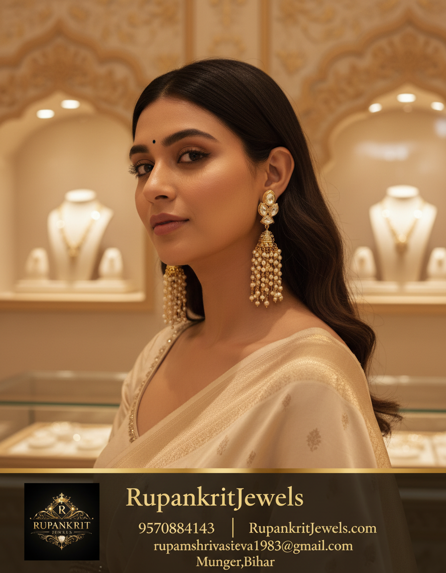 Royal Pearl Tassel Kundan Earrings
