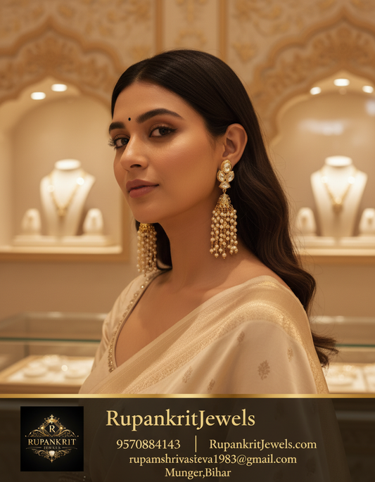 Royal Pearl Tassel Kundan Earrings